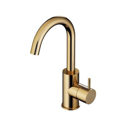 Wastafelmengkraan Hotbath Cobber 1-hendel Gebogen 27.8 cm Geborsteld Messing Living Colours