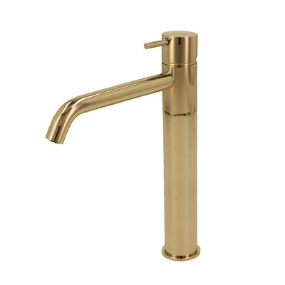 Wastafelmengkraan Hotbath Cobber 1-hendel Gebogen 28.6 cm Gepolijst Messing Living Colours