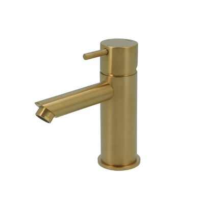 Wastafelmengkraan Hotbath Cobber 1-hendel Recht 14.3 cm Geborsteld Messing Living Colours