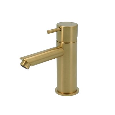 Wastafelmengkraan Hotbath Cobber 1-hendel Recht 14.3 cm Geborsteld Messing PVD