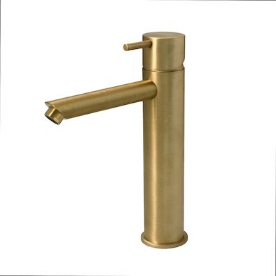 Wastafelmengkraan Hotbath Cobber 1-hendel Recht 21.6 cm Geborsteld Messing Living Colours