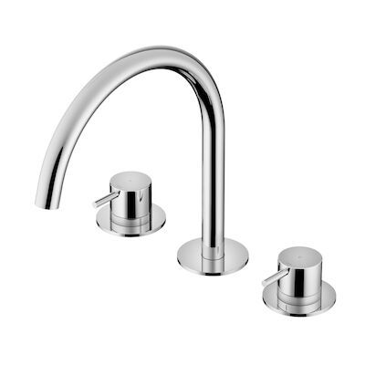Wastafelmengkraan Hotbath Cobber 3 gats 2-hendel Gebogen 26.1 cm Chroom