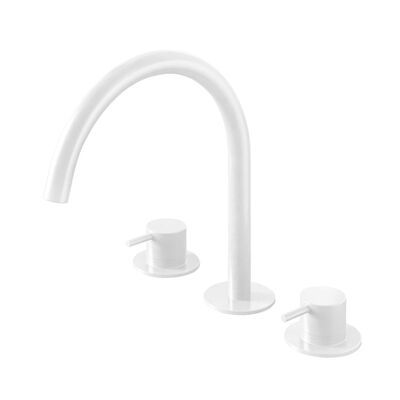 Wastafelmengkraan Hotbath Cobber 3 gats 2-hendel Gebogen 26.1 cm Mat Wit