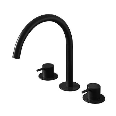 Wastafelmengkraan Hotbath Cobber 3 gats 2-hendel Gebogen 26.1 cm Mat Zwart
