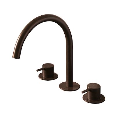 Wastafelmengkraan Hotbath Cobber 3 gats 2-hendel Gebogen 26.1 cm Verouderd Messing Living Colours