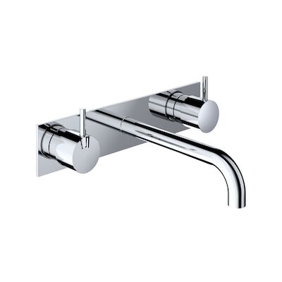 Wastafelmengkraan Hotbath Cobber Inbouw 2-hendel Met Achterplaat Gebogen 18 cm Chroom