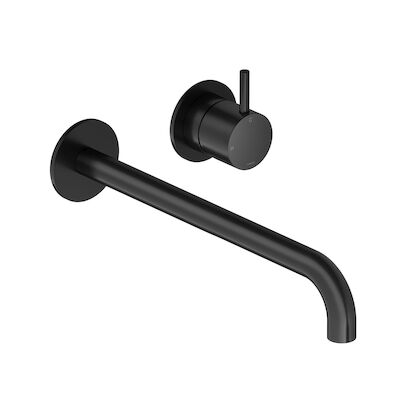 Wastafelmengkraan Hotbath Cobber Inbouw 3+3 Inbouwsysteem 1-hendel Gebogen 25 cm Mat Zwart