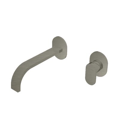 Wastafelmengkraan Hotbath Friendo 3+3 Inbouwsysteem 1-hendel Cascade Uitloop 19 cm Geborsteld Nikkel