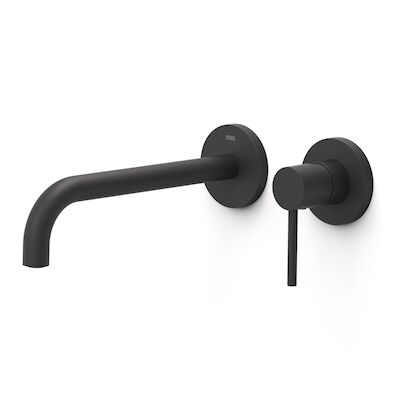 Wastafelmengkraan Inbouw Tres Study Exclusive 2-Gats Gebogen Uitloop 24 cm en Hendel Mat Zwart