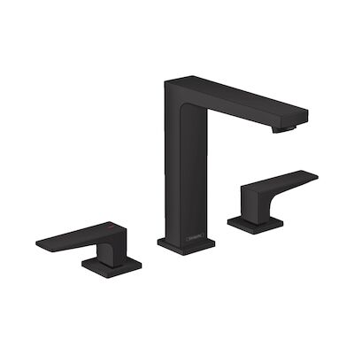 Wastafelmengkraan Metropol HansGrohe 3-Gats 160 met Rechte Greep en Push-Open Afvoer Mat Zwart