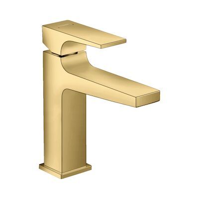Wastafelmengkraan Metropol HansGrohe Eengreeps 110 met Rechte Greep en Push-Open Afvoer Gepolijst Goud