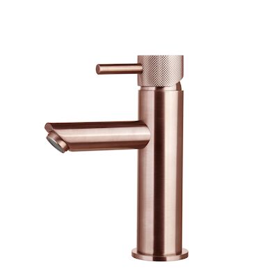 Wastafelmengkraan Opbouw Sanilux Mia Met Geribbeld Knop Brons