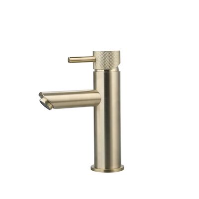Wastafelmengkraan Opbouw Sanilux Mia Met Geribbeld Knop Goud Geborsteld