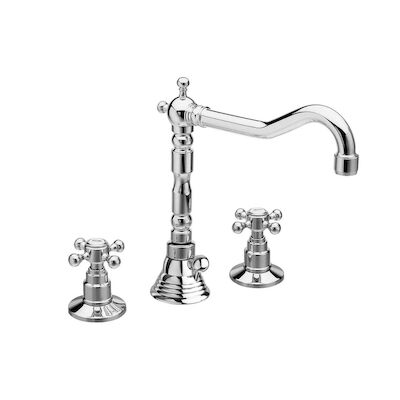 Wastafelmengkraan Retro 3-gats Sapho Antea 2-knop Uitloop Gebogen 17.5 cm Chroom (incl. waste)