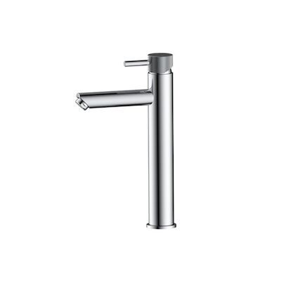 Wastafelmengkraan Sanilux Flowy Opbouw Hoog Rond Met Geribbeld Knop Chroom