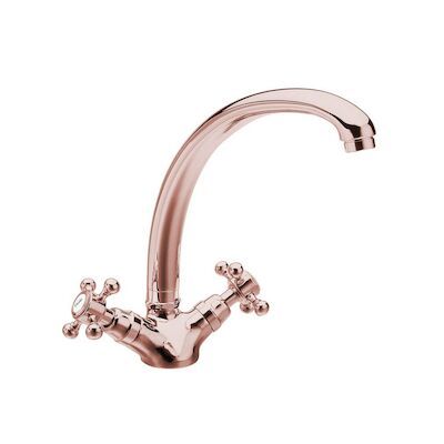 Wastafelmengkraan Sapho Antea 2-knop Gebogen Uitloop 26.5 cm Rose Goud