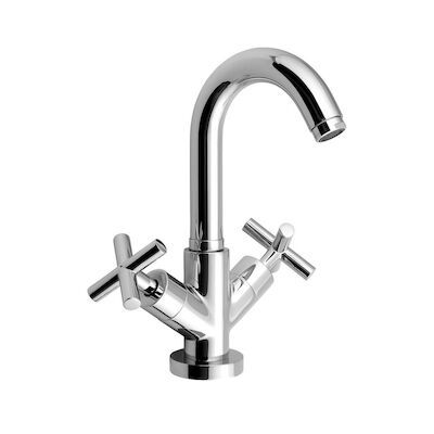 Wastafelmengkraan Sapho Axia 2-kruisgreep Gebogen 17.3 cm Chroom