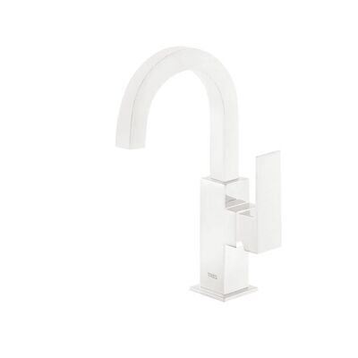 Wastafelmengkraan Tres Cuadro Exclusive 1-Hendel Uitloop Gebogen 17 cm Vierkant Mat Wit
