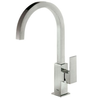 Wastafelmengkraan Tres Cuadro Exclusive 1-Hendel Uitloop Gebogen 24 cm Vierkant RVS