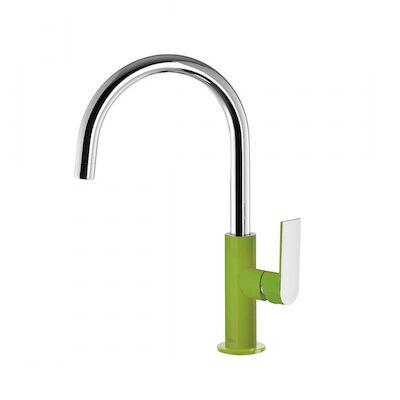 Wastafelmengkraan Tres Loft Colors 1-hendel Uitloop Gebogen 20 cm Rond Groen Chroom