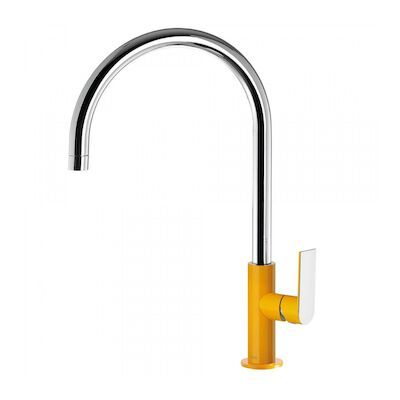 Wastafelmengkraan Tres Loft Colors 1-hendel Uitloop Gebogen 26 cm Rond Geel Chroom