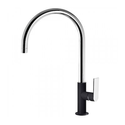 Wastafelmengkraan Tres Loft Colors 1-Hendel Uitloop Gebogen 26 cm Rond Zwart Chroom