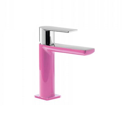 Wastafelmengkraan Tres Loft Colors 1-hendel Uitloop Recht 11.3 cm Rond Fuchsia Chroom