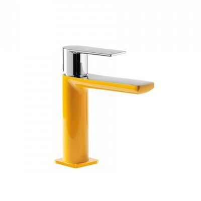 Wastafelmengkraan Tres Loft Colors 1-hendel Uitloop Recht 11.3 cm Rond Geel Chroom