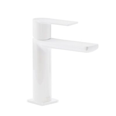 Wastafelmengkraan Tres Loft Colors 1-Hendel Uitloop Recht 11,3 cm Rond Mat Wit