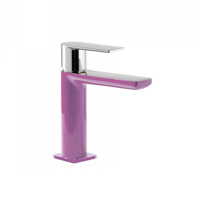 Wastafelmengkraan Tres Loft Colors 1-hendel Uitloop Recht 11.3 cm Rond Paars Chroom