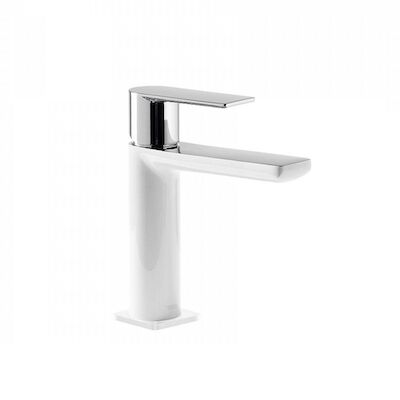 Wastafelmengkraan Tres Loft Colors 1-Hendel Uitloop Recht 11,3 cm Rond Wit Chroom