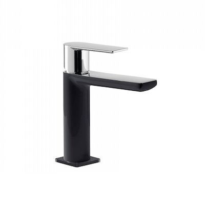 Wastafelmengkraan Tres Loft Colors 1-Hendel Uitloop Recht 11,3 cm Rond Zwart Chroom