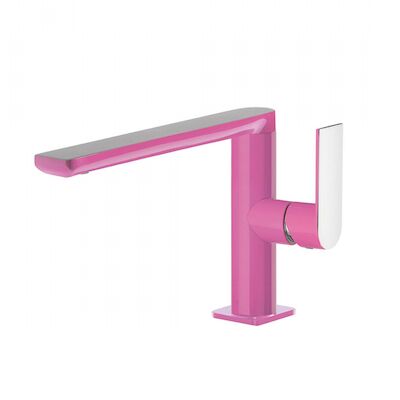 Wastafelmengkraan Tres Loft Colors 1-hendel Uitloop Recht 15.5 cm Rond Fuchsia Chroom