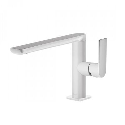 Wastafelmengkraan Tres Loft Colors 1-Hendel Uitloop Recht 15,5 cm Rond Wit Chroom