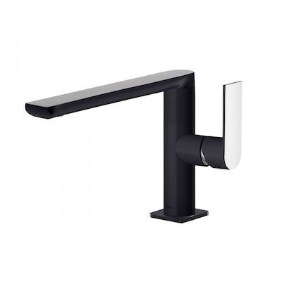Wastafelmengkraan Tres Loft Colors 1-Hendel Uitloop Recht 15,5 cm Rond Zwart Chroom