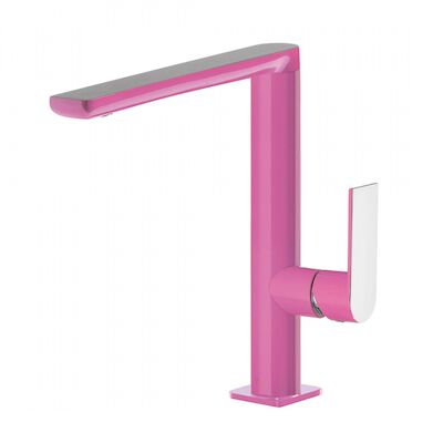 Wastafelmengkraan Tres Loft Colors 1-hendel Uitloop Recht 22 cm Rond Fuchsia Chroom