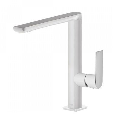 Wastafelmengkraan Tres Loft Colors 1-Hendel Uitloop Recht 22 cm Rond Wit Chroom