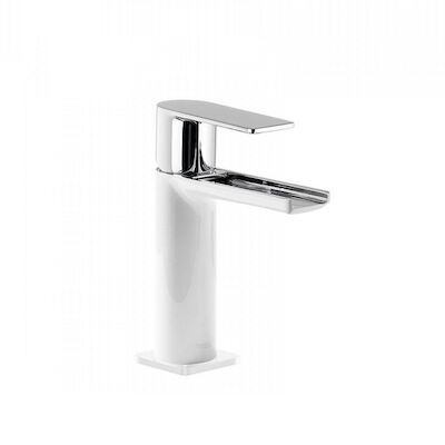Wastafelmengkraan Tres Loft Colors 1-hendel Waterval Uitloop 10.4 cm Rond Wit Chroom