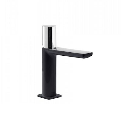Wastafelmengkraan Tres Loft Colors 1-Knop Uitloop Recht 11,3 cm met Waterval Rond Zwart Chroom