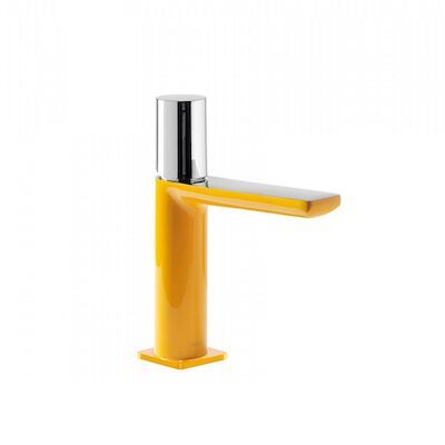 Wastafelmengkraan Tres Loft Colors 1-Knop Uitloop Recht 11.3 cm Rond Geel Chroom