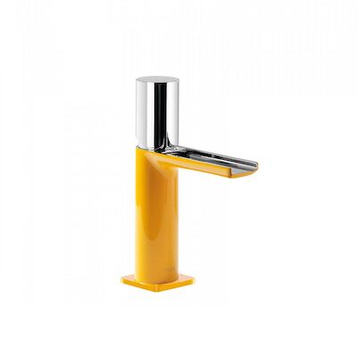 Wastafelmengkraan Tres Loft Colors 1-knop Waterval Uitloop 10.4 cm Rond Geel Chroom
