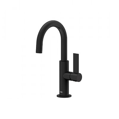 Wastafelmengkraan Tres Project 1-Hendel Uitloop Gebogen 17 cm Rond Mat Zwart