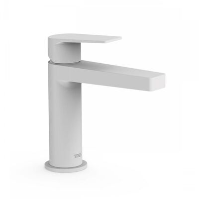 Wastafelmengkraan Tres Project 1-Hendel Uitloop Recht 10.6 cm Rond Mat Wit