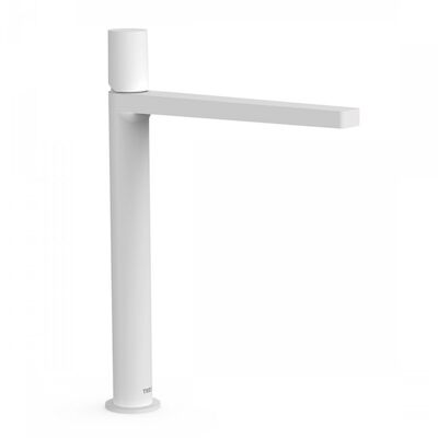 Wastafelmengkraan Tres Project 1-Knop Uitloop Recht 28.4 cm Rond Mat Wit