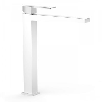 Wastafelmengkraan Tres Slim Exclusive Vierkant met Hendel Hoog Chroom Wit