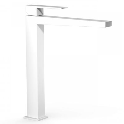 Wastafelmengkraan Tres Slim Exclusive Vierkant met Hendel Hoog Mat Wit