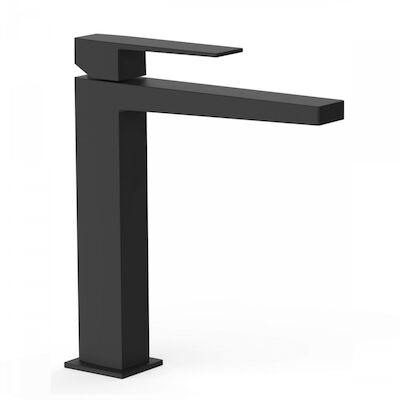 Wastafelmengkraan Tres Slim Exclusive Vierkant met Hendel Mat Zwart