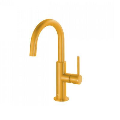 Wastafelmengkraan Tres Study Exclusive 27,5 cm met Hendel Uitloop Gebogen Rond Amber Geel