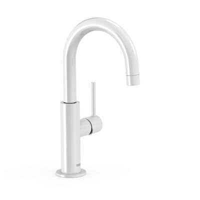 Wastafelmengkraan Tres Study Exclusive 27,5 cm met Hendel Uitloop Gebogen Rond Wit