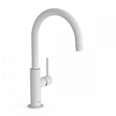 Wastafelmengkraan Tres Study Exclusive 32,4 cm met Hendel Uitloop Gebogen Rond Mat Wit
